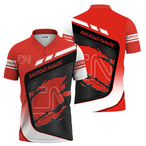 Railspirit Personalized Canadian National Railroad Polo Shirt Ripped Texture Style Train Shirt For Railroad Fanatic