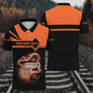 Railspirit Custom Name Wheeling And Lake Erie Railroad Polo Shirt American Train Ticket Printed Shirt