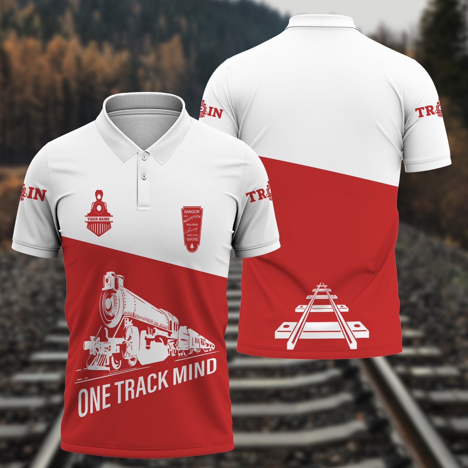 Railspirit Personalized Bangor And Aroostook Railroad Polo Shirt One Track Mind Unisex Train Shirt Gift Idea For Train Lover
