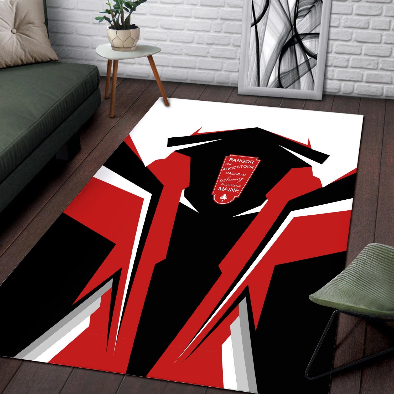 Railspirit Personalized Bangor And Aroostook Railroad Area Rug Strong Line Style  Train Area Rug Gift Idea For Train Lover