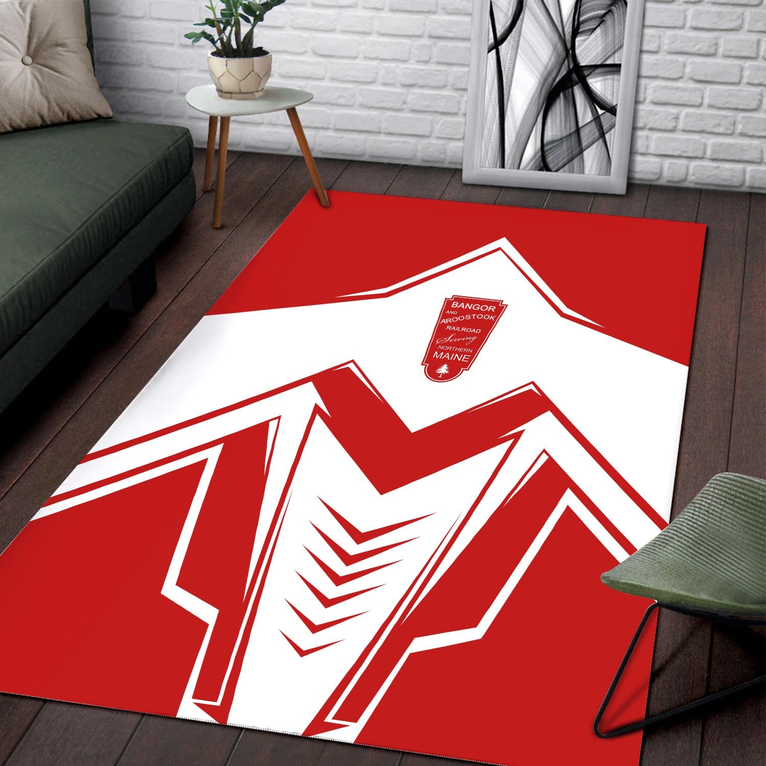 Railspirit Bangor And Aroostook Railroad Area Rug Railway Trainspotter Style Rug Gift Idea For Foamers