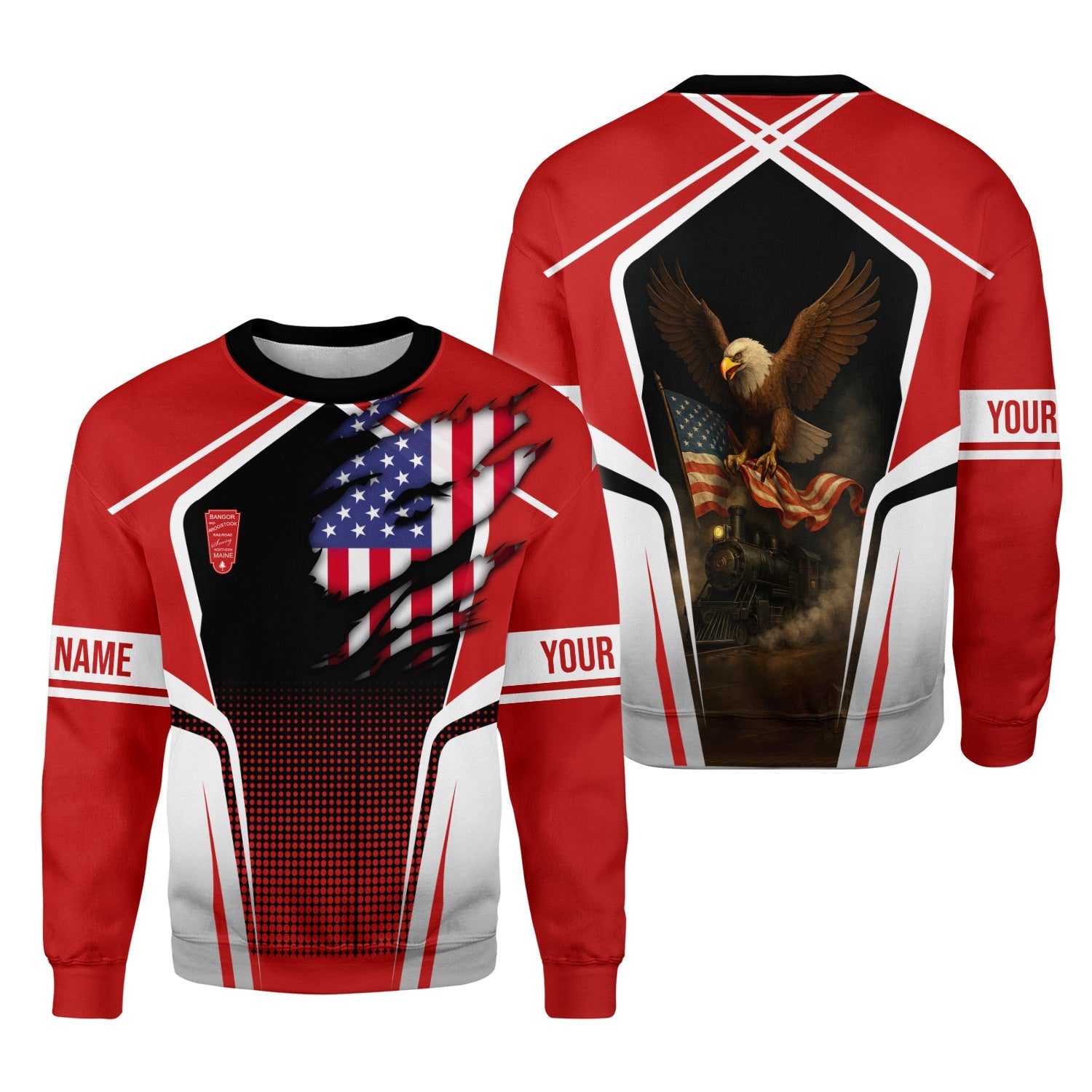 Railspirit Personalized Bangor And Aroostook Railroad Sweatshirt American Eagle Vintage Train Shirt