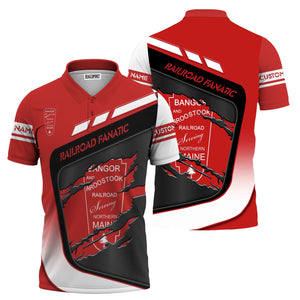 Railspirit Personalized Bangor And Aroostook Railroad Polo Shirt Ripped Texture Style Train Shirt For Railroad Fanatic