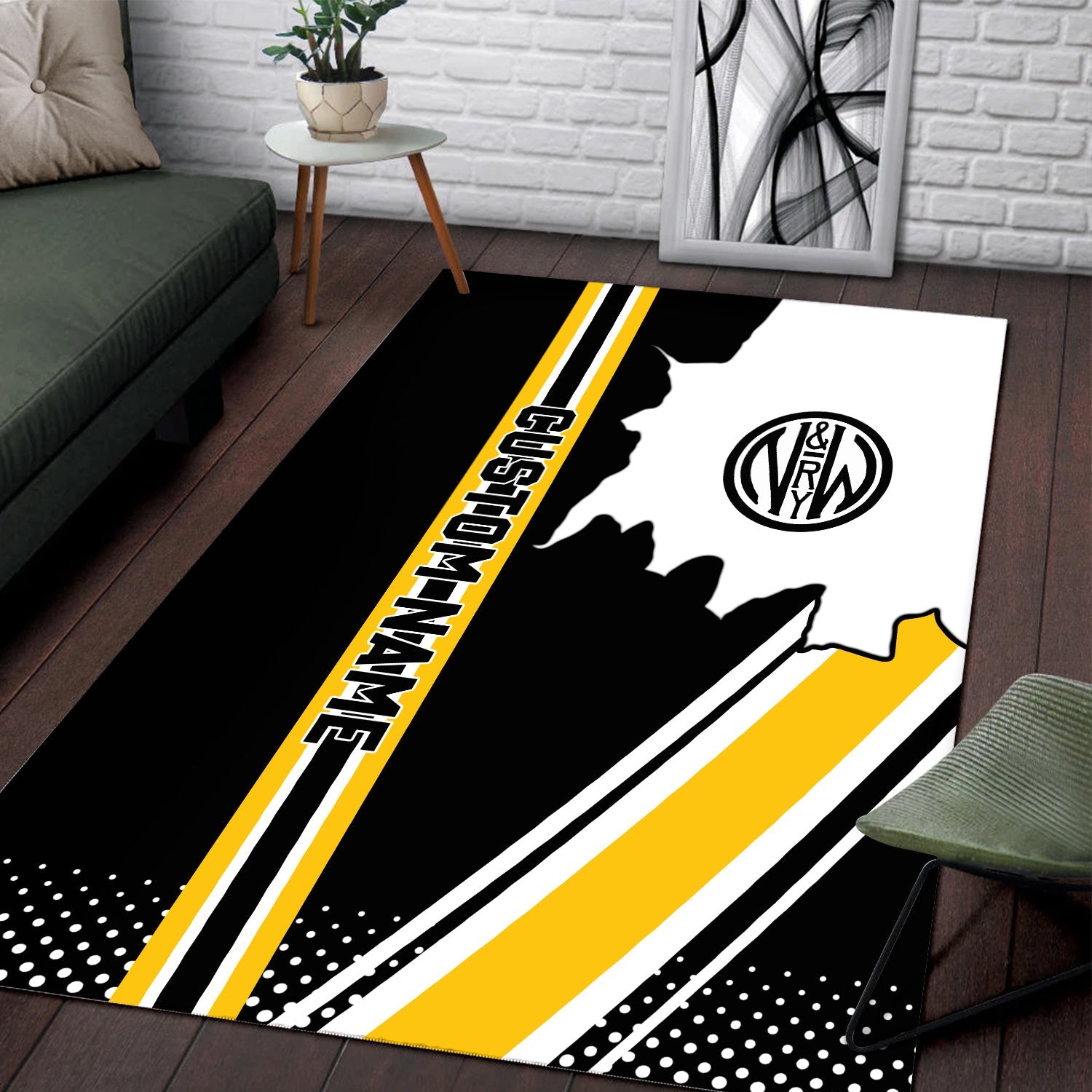 Railspirit Personalized Norfolk and Western Railway Area Rug Vintage N&W All Over Printed Rug