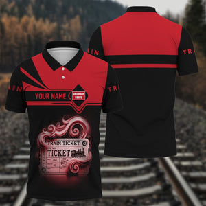 Railspirit Custom Name Green Bay & Western Railroad Polo Shirt American Train Ticket Printed Shirt