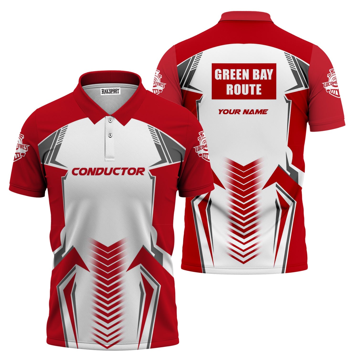 Railspirit Personalized Green Bay & Western Railroad Polo Shirt Standout Style with Custom Position Train Shirt