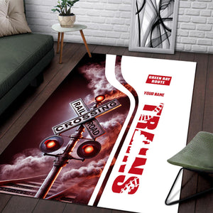 Railspirit Personalized Green Bay & Western Railroad Area Rug Railroad Crossing Sign Rug All Over Print