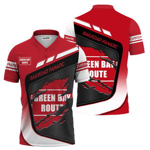 Railspirit Personalized Green Bay & Western Railroad Polo Shirt Ripped Texture Style Train Shirt For Railroad Fanatic