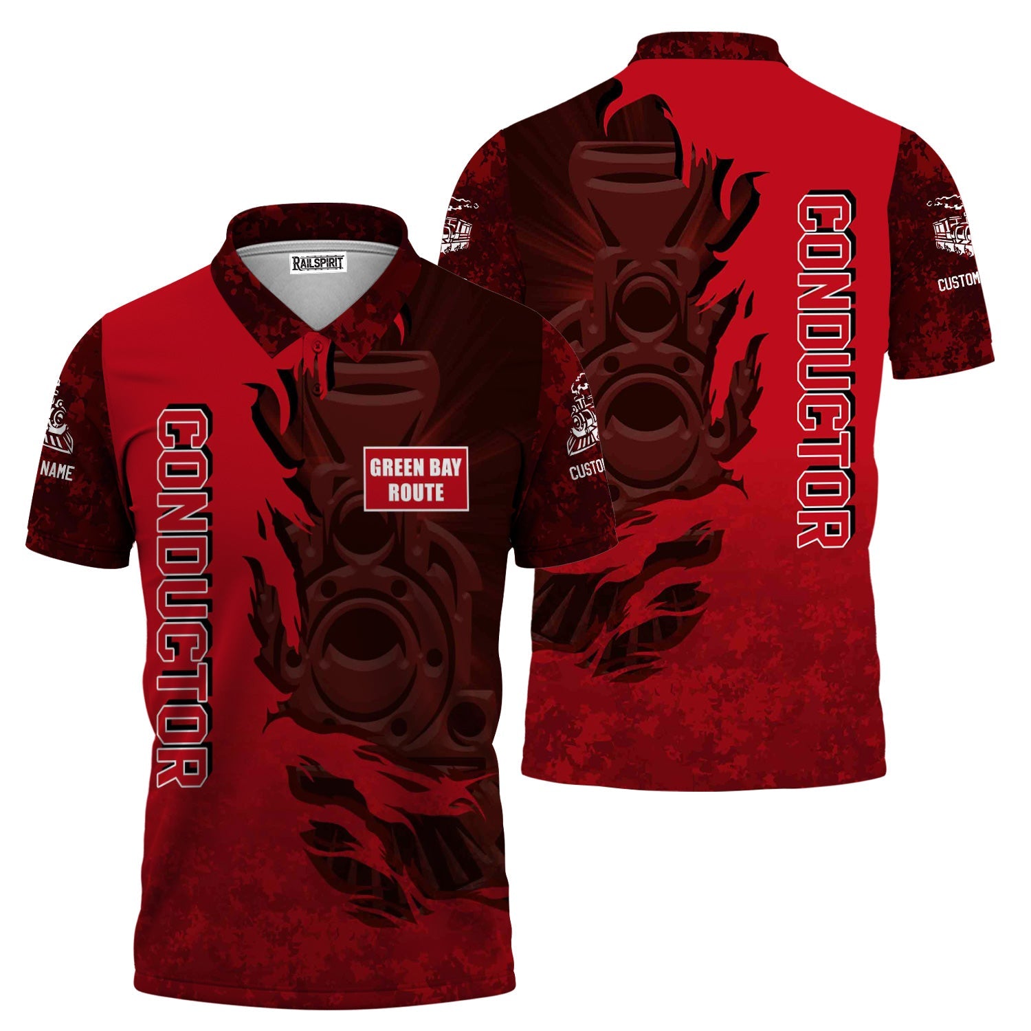 Railspirit Personalized Green Bay & Western Railroad Polo Shirt Blazing Style with Custom Position Train Shirt
