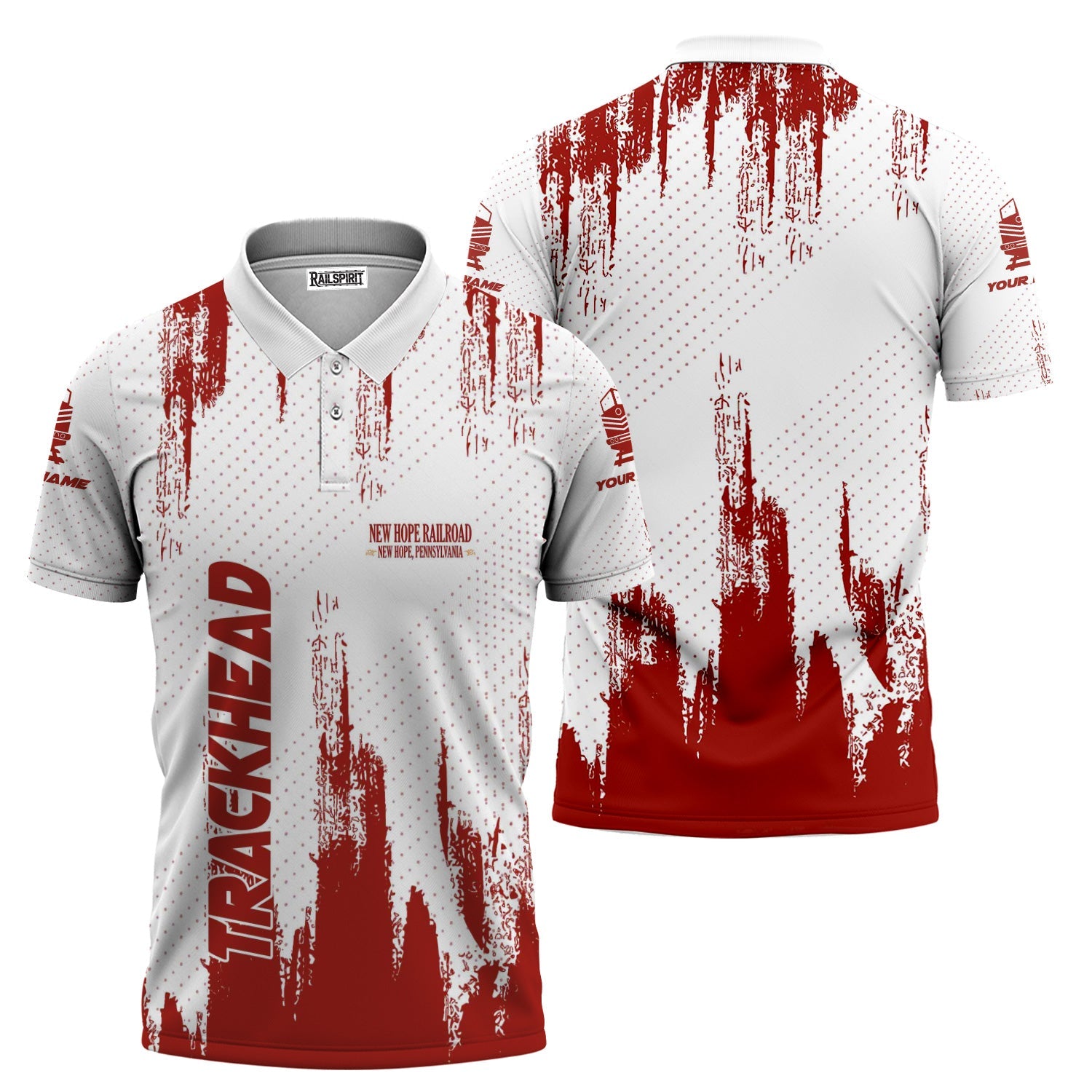 Railspirit Personalized New Hope Railroad Polo Shirt Paint Impact Design Train Shirt for Trackhead