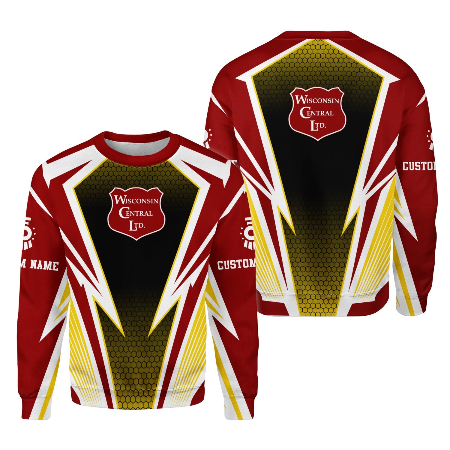 Railspirit Personalized Wisconsin Central Ltd Railroad Sweatshirt Lightning Graphic Style Shirt Gift Idea For Train Lover