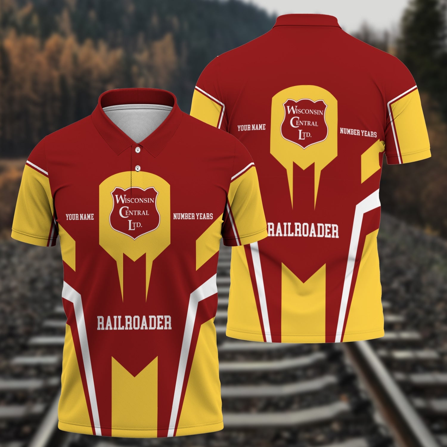 Railspirit Personalized Wisconsin Central Ltd Railroad Polo Shirt Custom Year Railroader Shirt Gift Idea For Train Lover