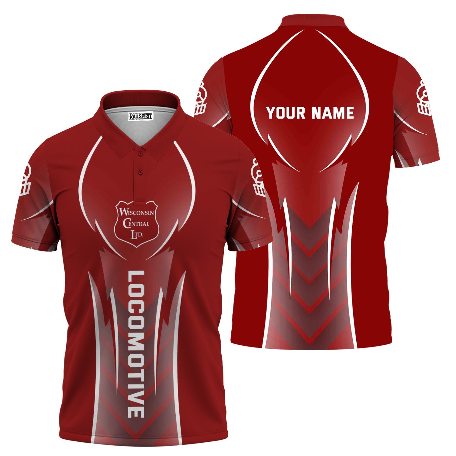 Railspirit Personalized Wisconsin Central Ltd Railroad Polo Shirt Striking Line Style Train Shirt For Locomotive Lovers