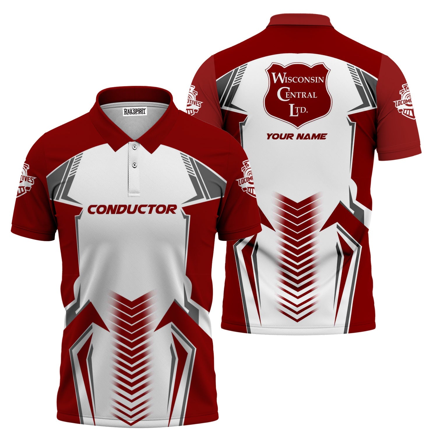 Railspirit Personalized Wisconsin Central Ltd Railroad Polo Shirt Standout Style with Custom Position Train Shirt