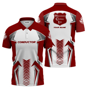 Railspirit Personalized Wisconsin Central Ltd Railroad Polo Shirt Standout Style with Custom Position Train Shirt