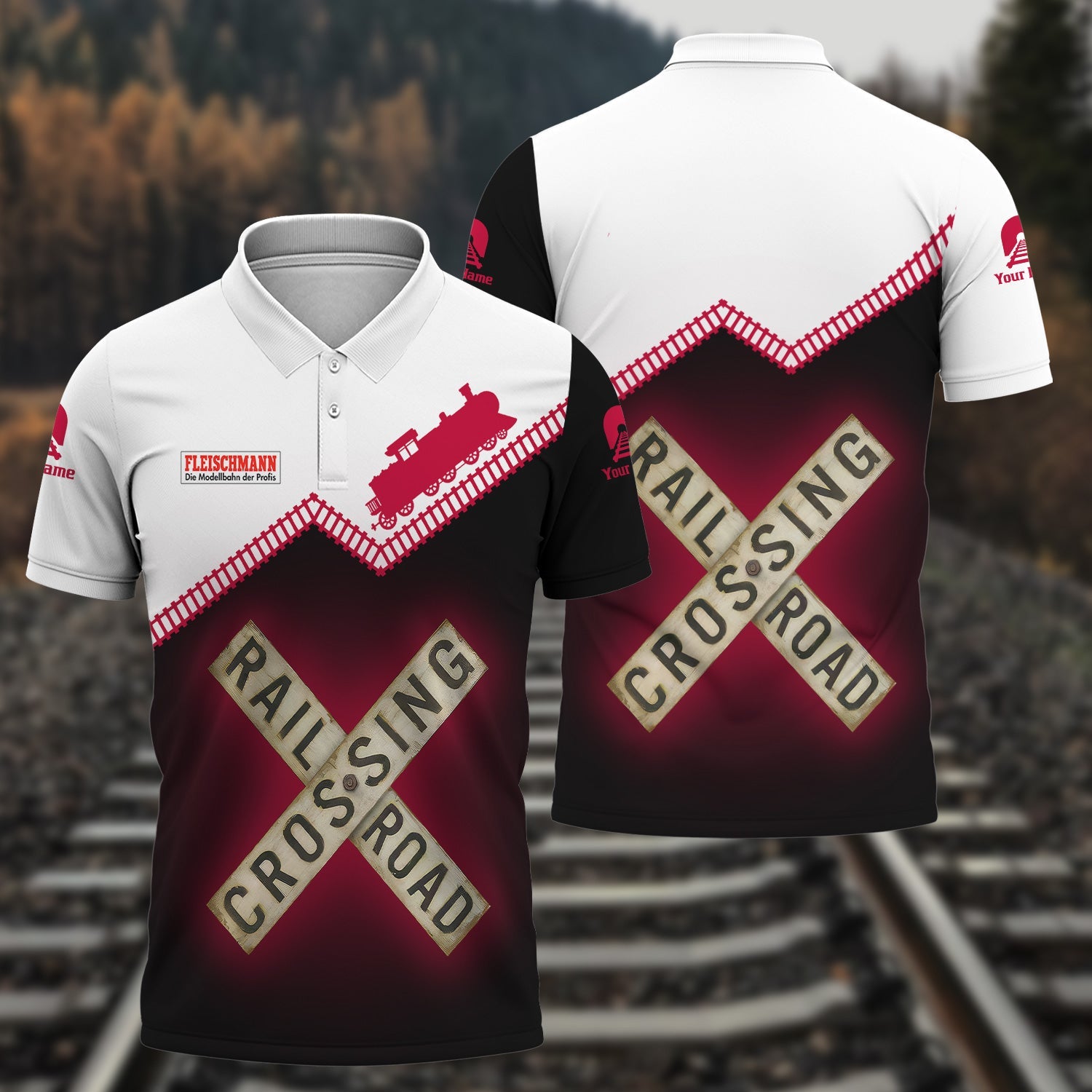 Railspirit Personalized Fleischmann And Western Railroad Polo Shirt Railroad Crossing Printed Train Track Shirt