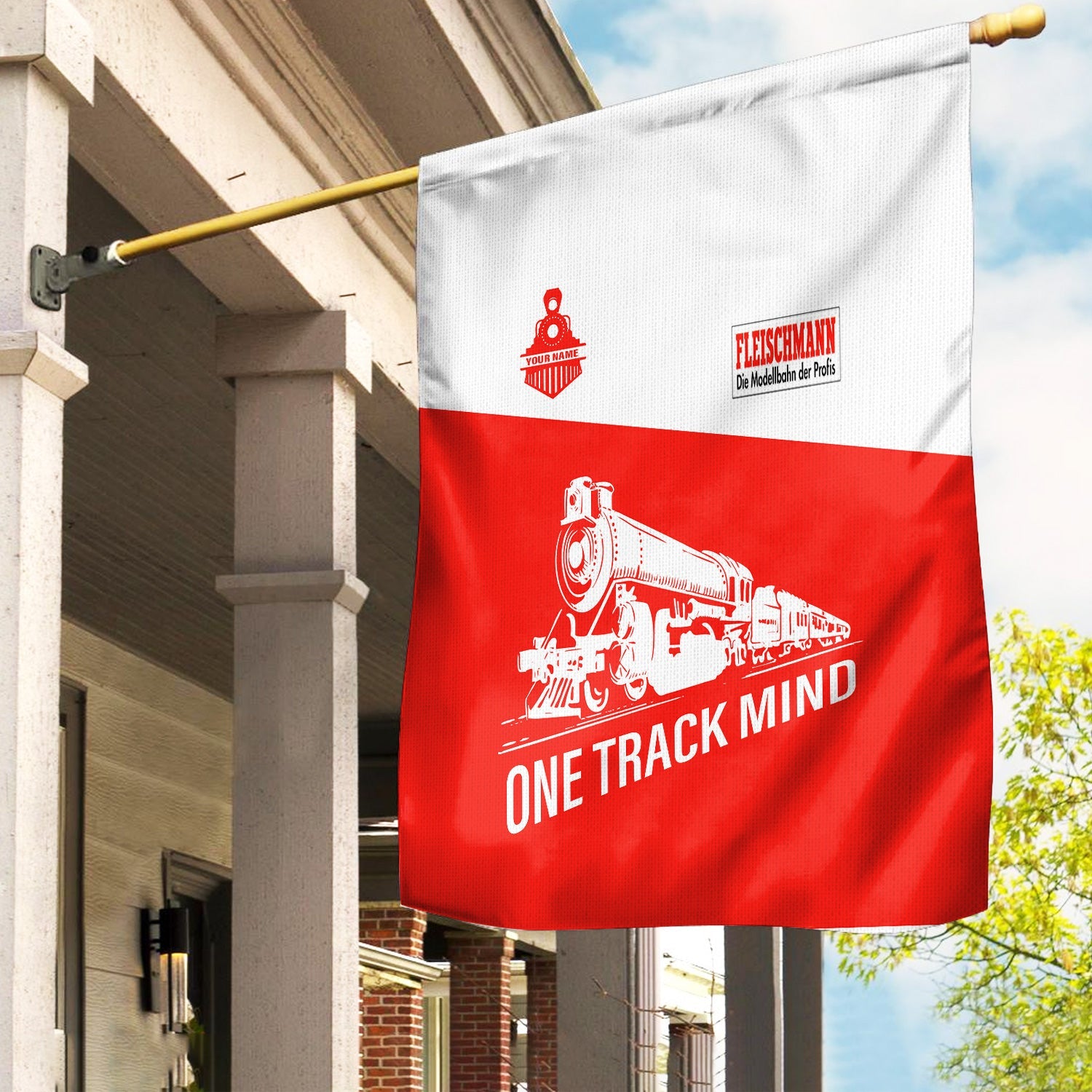 Railspirit Personalized Fleischmann And Western Railroad Garden Flag One Track Mind Flag Gift Idea For Train Lover