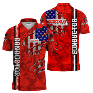 Railspirit Personalized Fleischmann And Western Railroad Polo Shirt USA Flag Claw Art with Custom Job Train Shirt