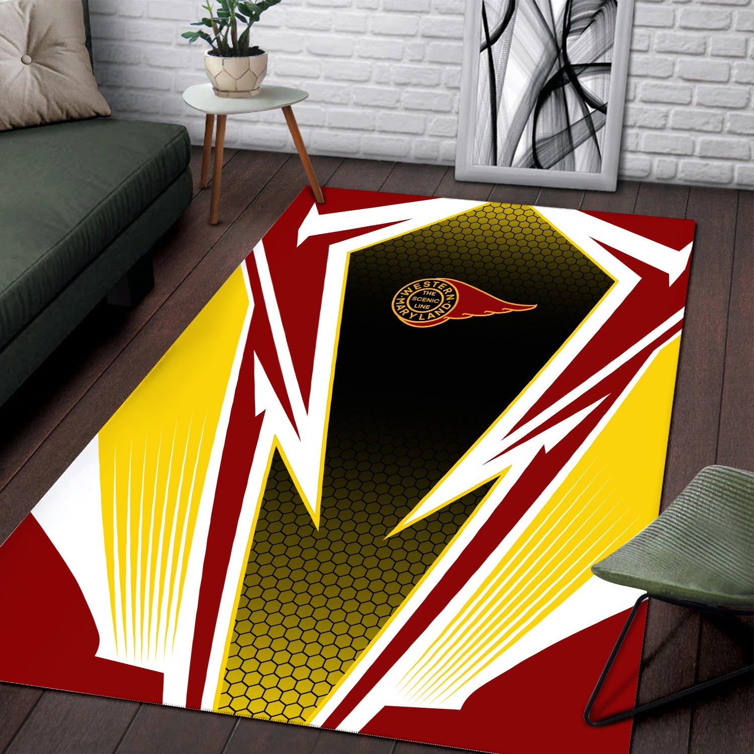 Railspirit Western Maryland Railway Area Rug Lightning Graphic Style Rug Gift Idea For Train Lover