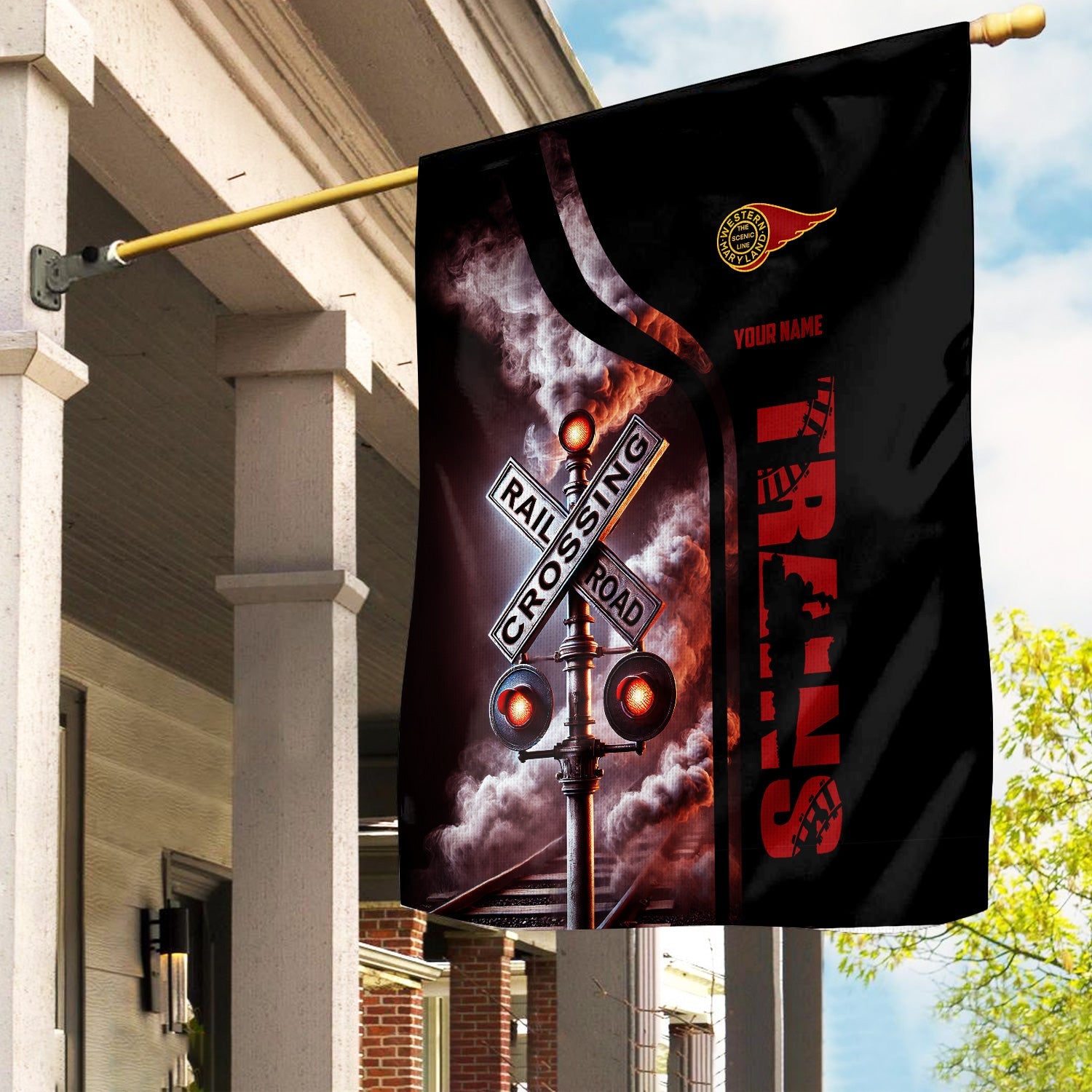 Railspirit Personalized Western Maryland Railway Garden Flag Railroad Crossing Sign Flag All Over Print