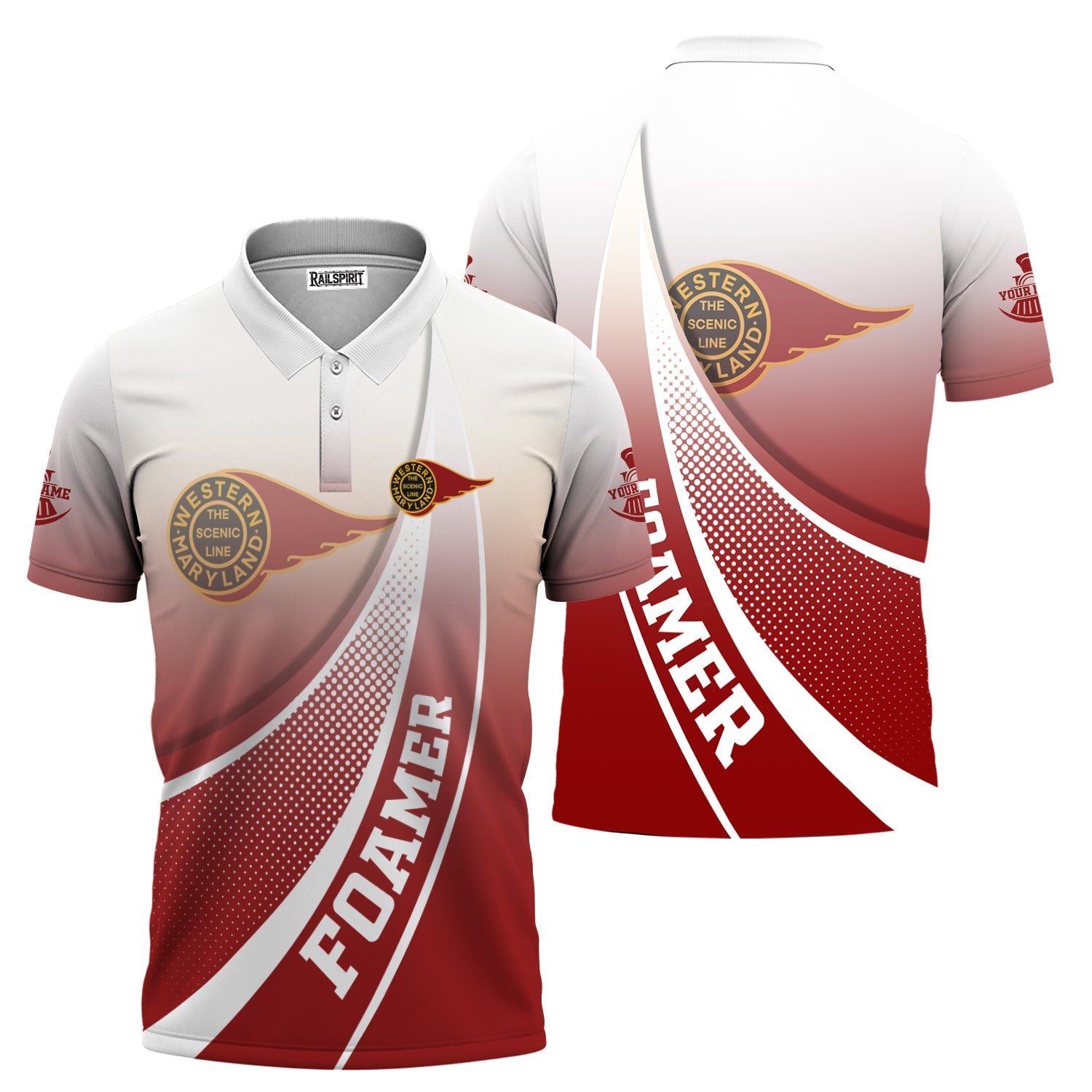 Railspirit Personalized Western Maryland Railway Polo Shirt Railway-Themed Style Shirt Gift Idea For Trainspotter