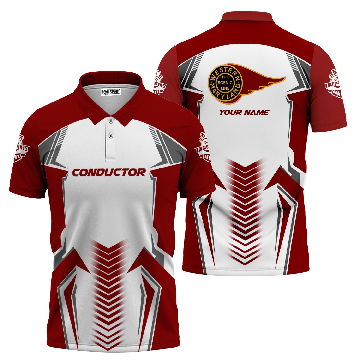 Railspirit Personalized Western Maryland Railway Polo Shirt Standout Style with Custom Position Train Shirt
