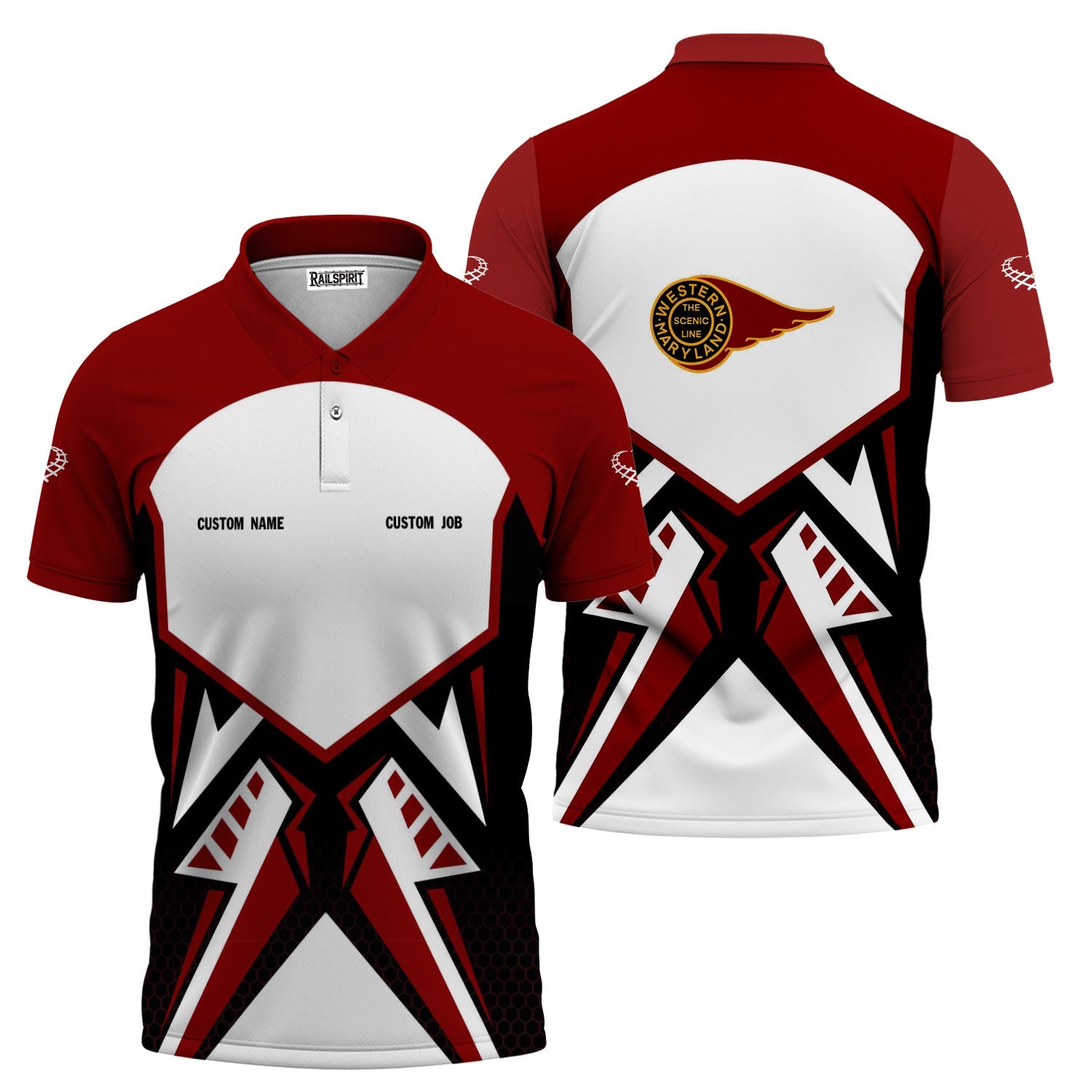 Railspirit Personalized Western Maryland Railway Polo Shirt Vibriant Style with Custom Position Train Shirt