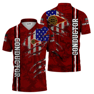 Railspirit Personalized Western Maryland Railway Polo Shirt USA Flag Claw Art with Custom Job Train Shirt