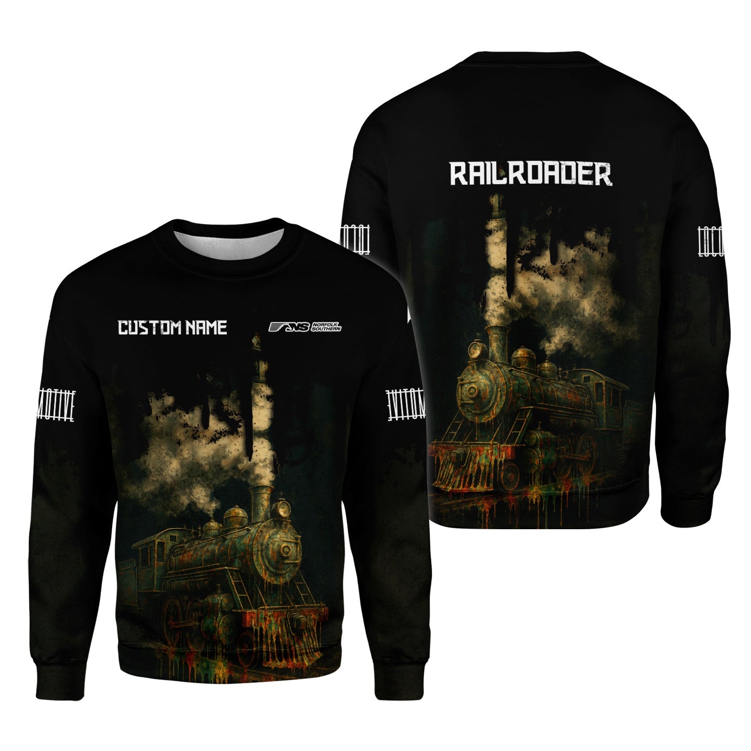 Railspirit Personalized Norfolk Southern Railway Sweatshirt Vintage Train Art Style Shirt For Locomotive Fans