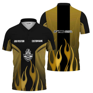 Railspirit Custom Name and Job Title Norfolk Southern Railway Polo Shirt Flame Graphic Train Shirt
