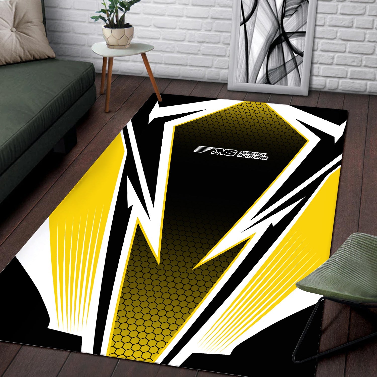 Railspirit Norfolk Southern Railway Area Rug Lightning Graphic Style Rug Gift Idea For Train Lover