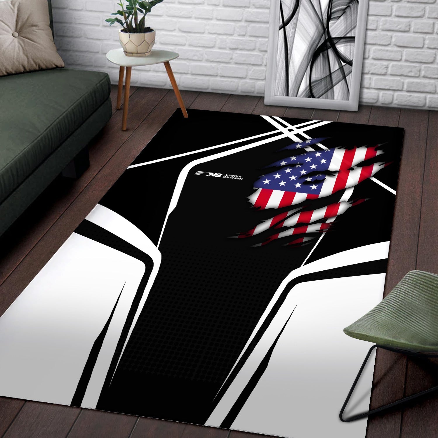 Railspirit Personalized Norfolk Southern Railway Area Rug American Eagle Vintage Train Rug