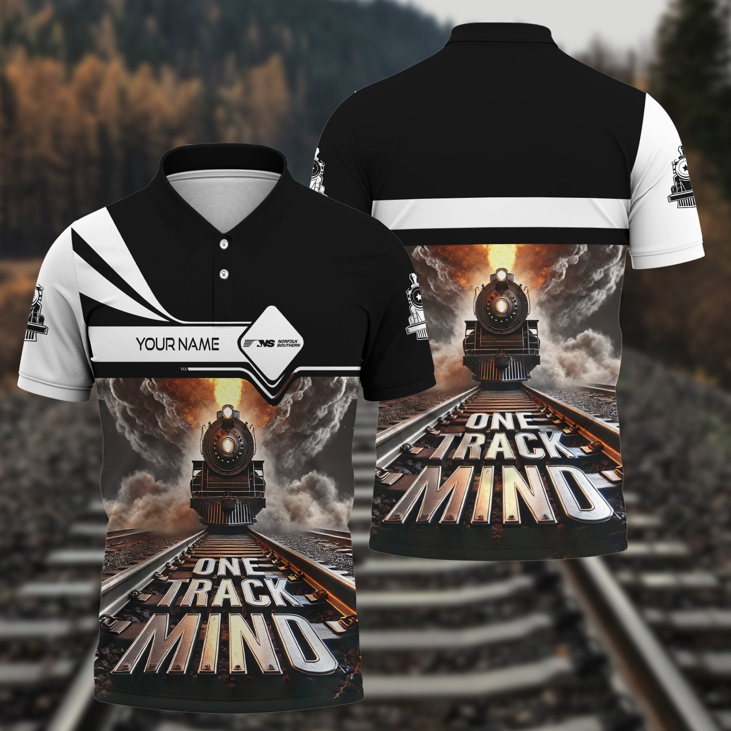 Railspirit Personalized Norfolk Southern Railway Polo Shirt One Track Mind Train Printed Shirt