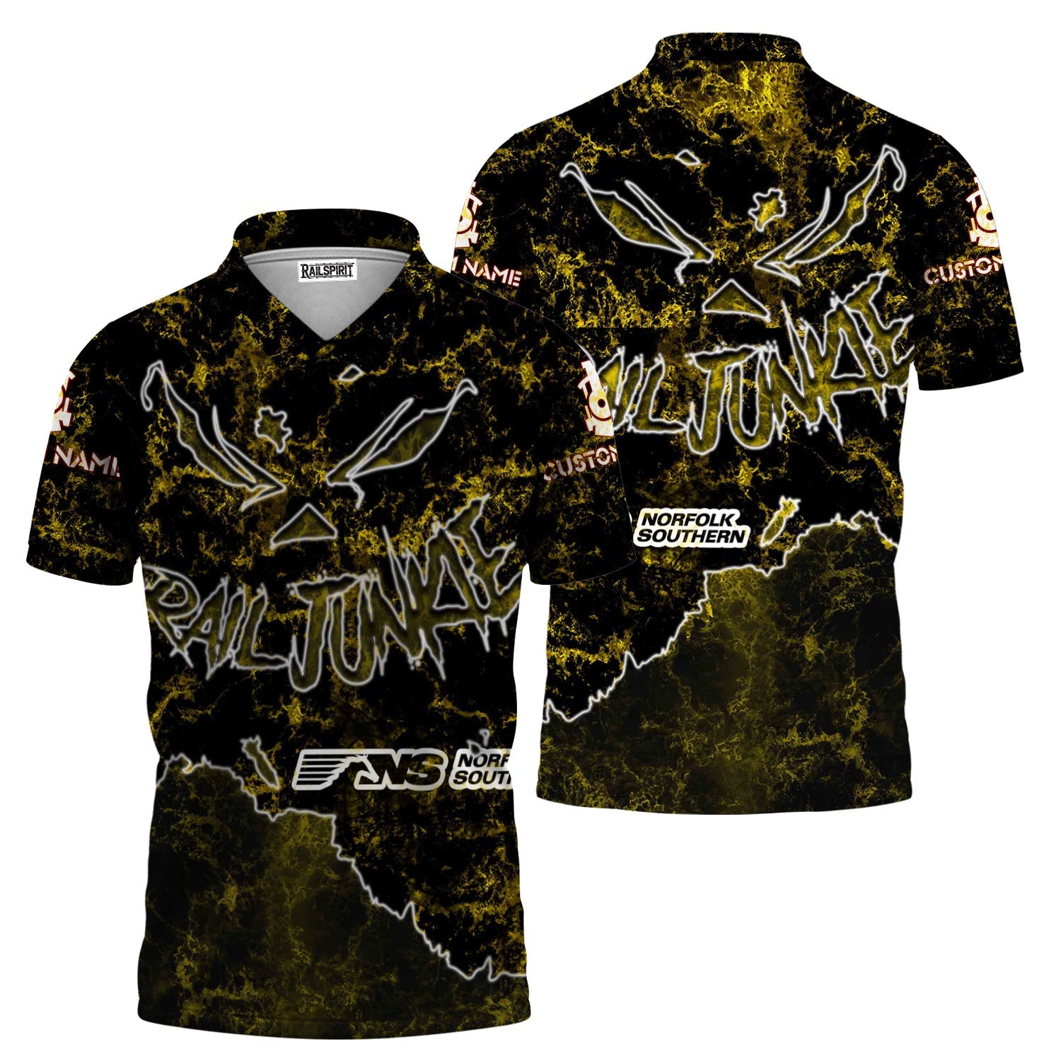 Railspirit Personalized Norfolk Southern Railway Polo Shirt Torn Graphic Style Train Shirt For Rail Junkie