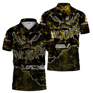 Railspirit Personalized Norfolk Southern Railway Polo Shirt Torn Graphic Style Train Shirt For Rail Junkie