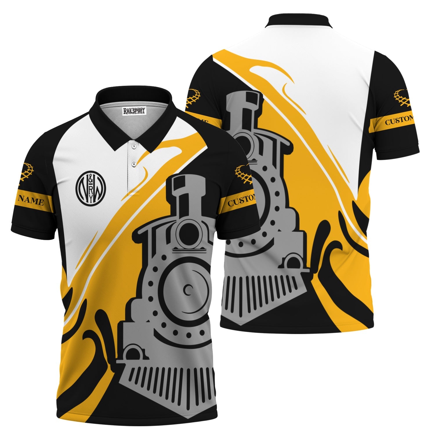 Railspirit Personalized Norfolk and Western Railway Polo Shirt Flame-Inspired Style N&W Shirt Gift Idea For Train Lovers