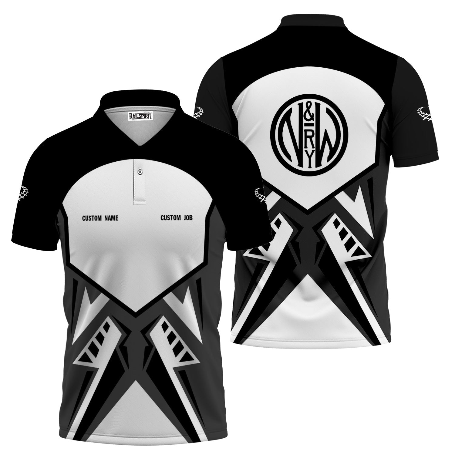 Railspirit Personalized Norfolk and Western Railway Polo Shirt Vibriant Style with Custom Position N&W Train Shirt