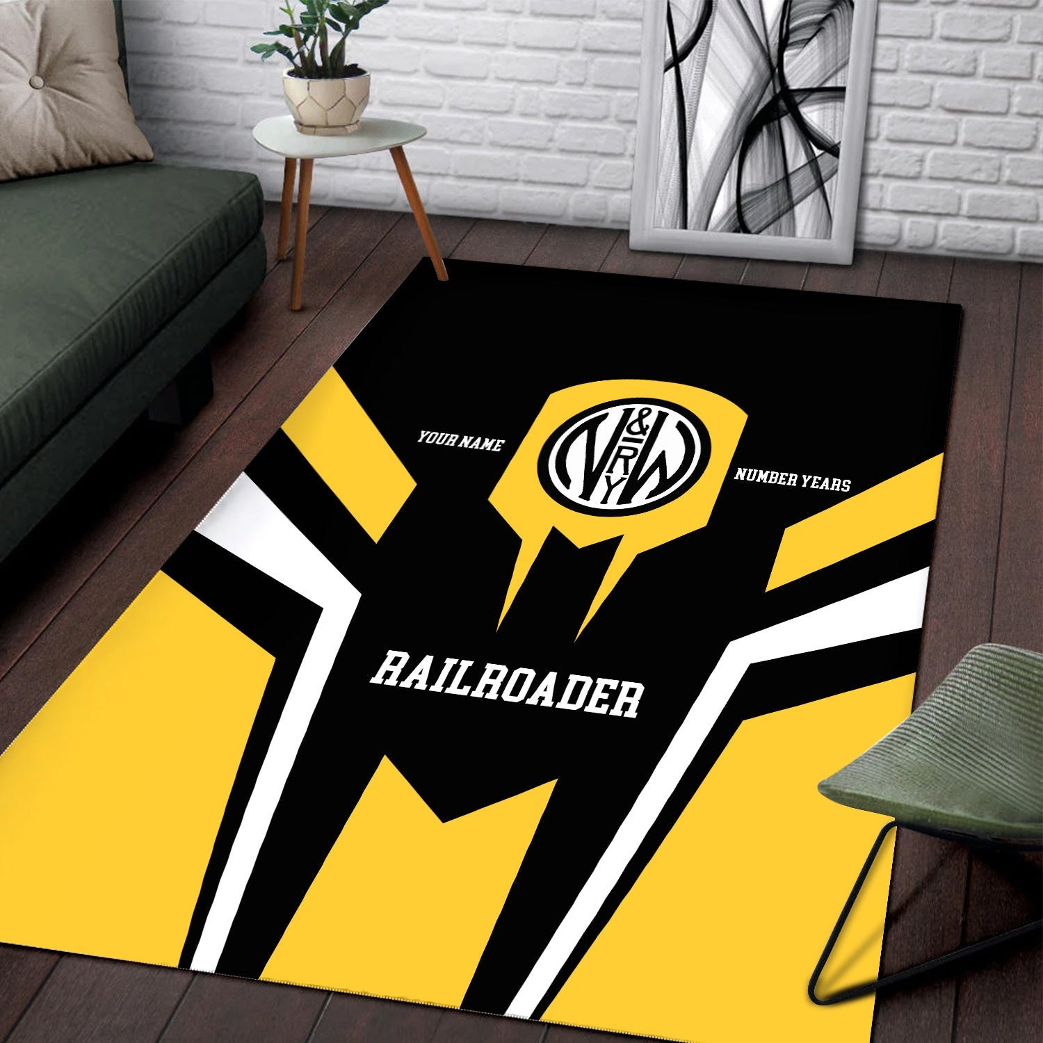 Railspirit Personalized Norfolk and Western Railway Area Rug Custom Year Railroader N&W Rug Gift Idea For Train Lover