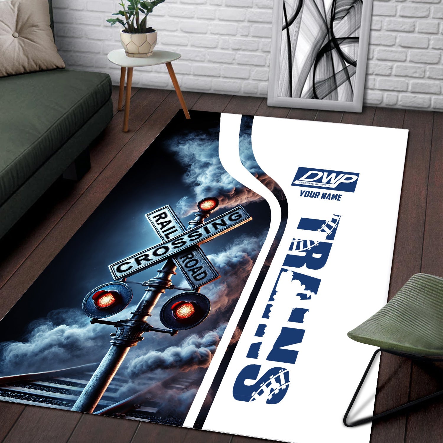 Railspirit Personalized Duluth, Winnipeg and Pacific Railway Area Rug Railroad Crossing Sign Rug All Over Print