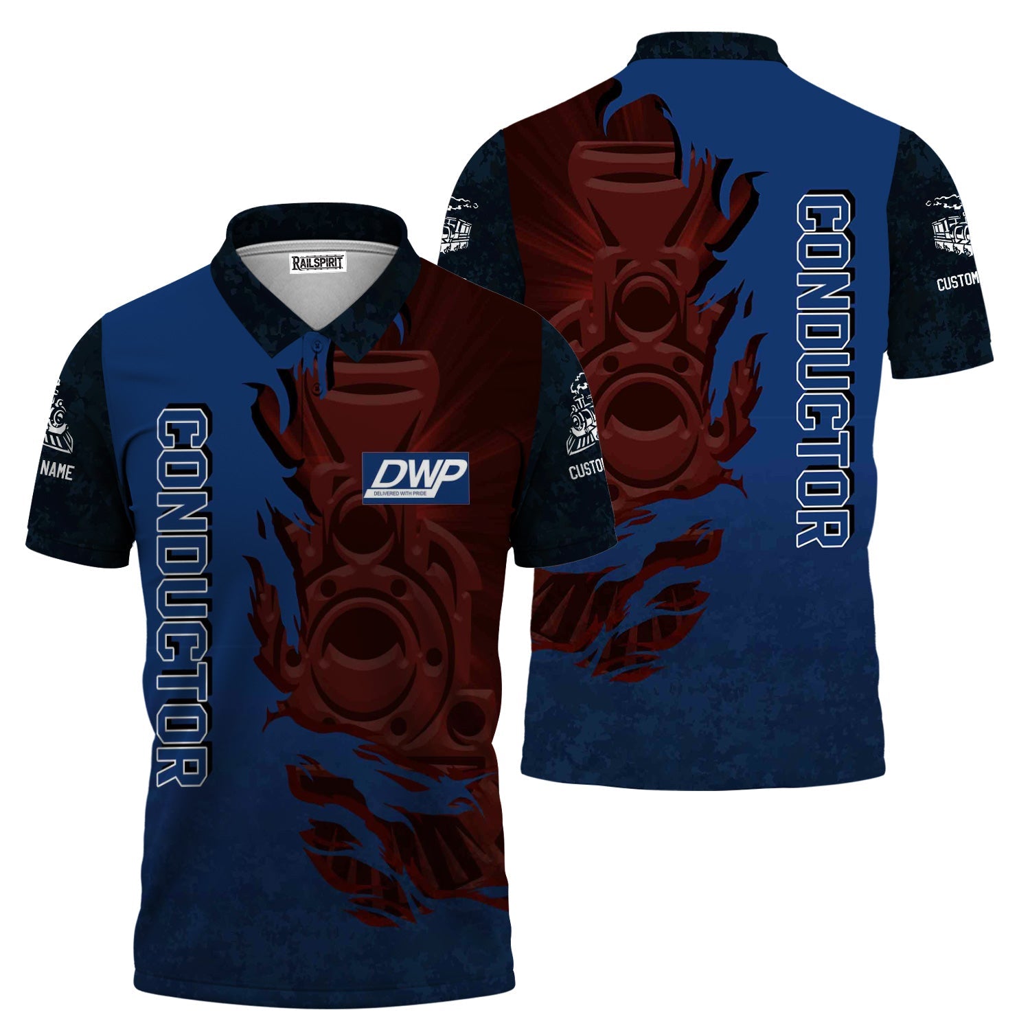 Railspirit Personalized Duluth, Winnipeg and Pacific Railway Polo Shirt Blazing Style with Custom Position Train Shirt
