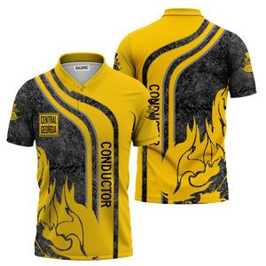 Railspirit Personalized Central of Georgia Railway Polo Shirt Flame Design with Custom Job Position Train Shirt
