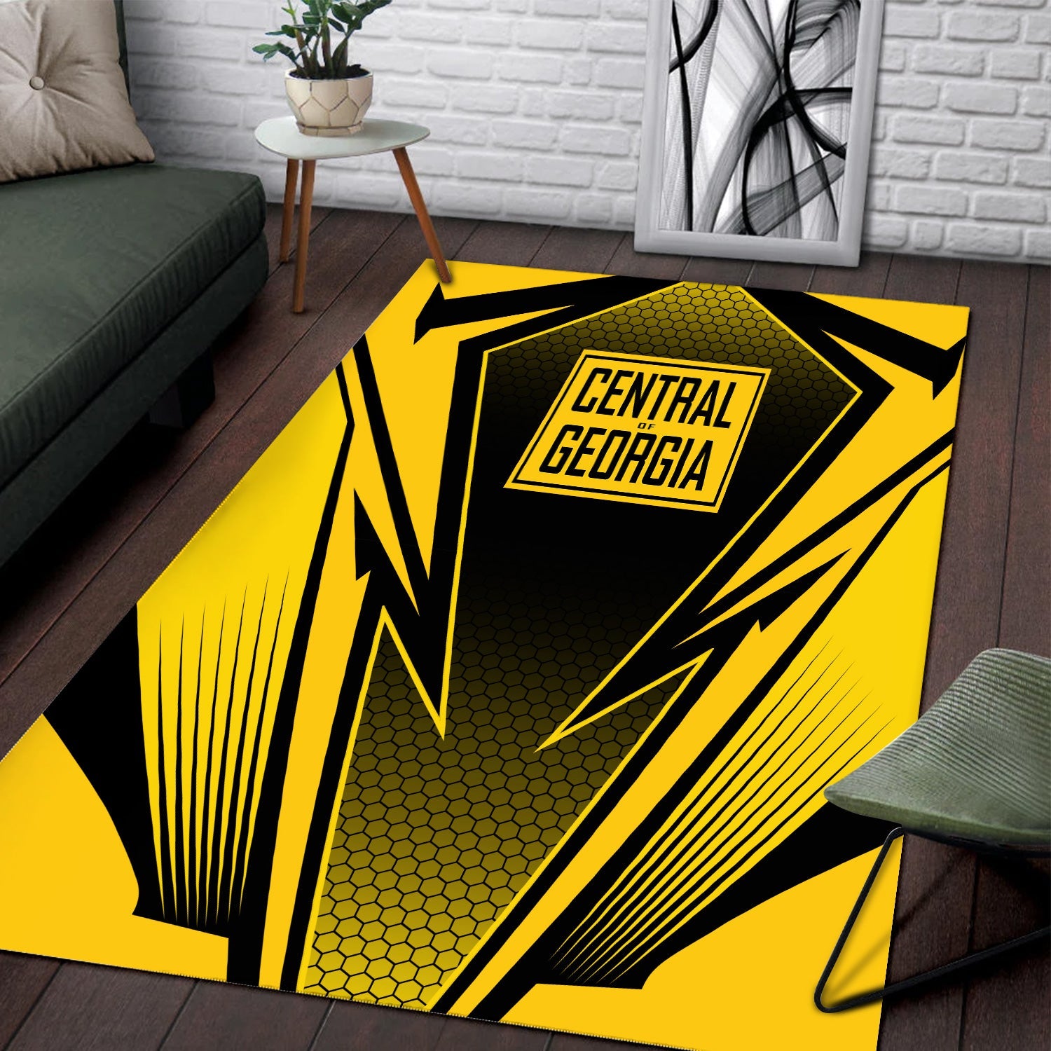 Railspirit Central of Georgia Railway Area Rug Lightning Graphic Style Rug Gift Idea For Train Lover