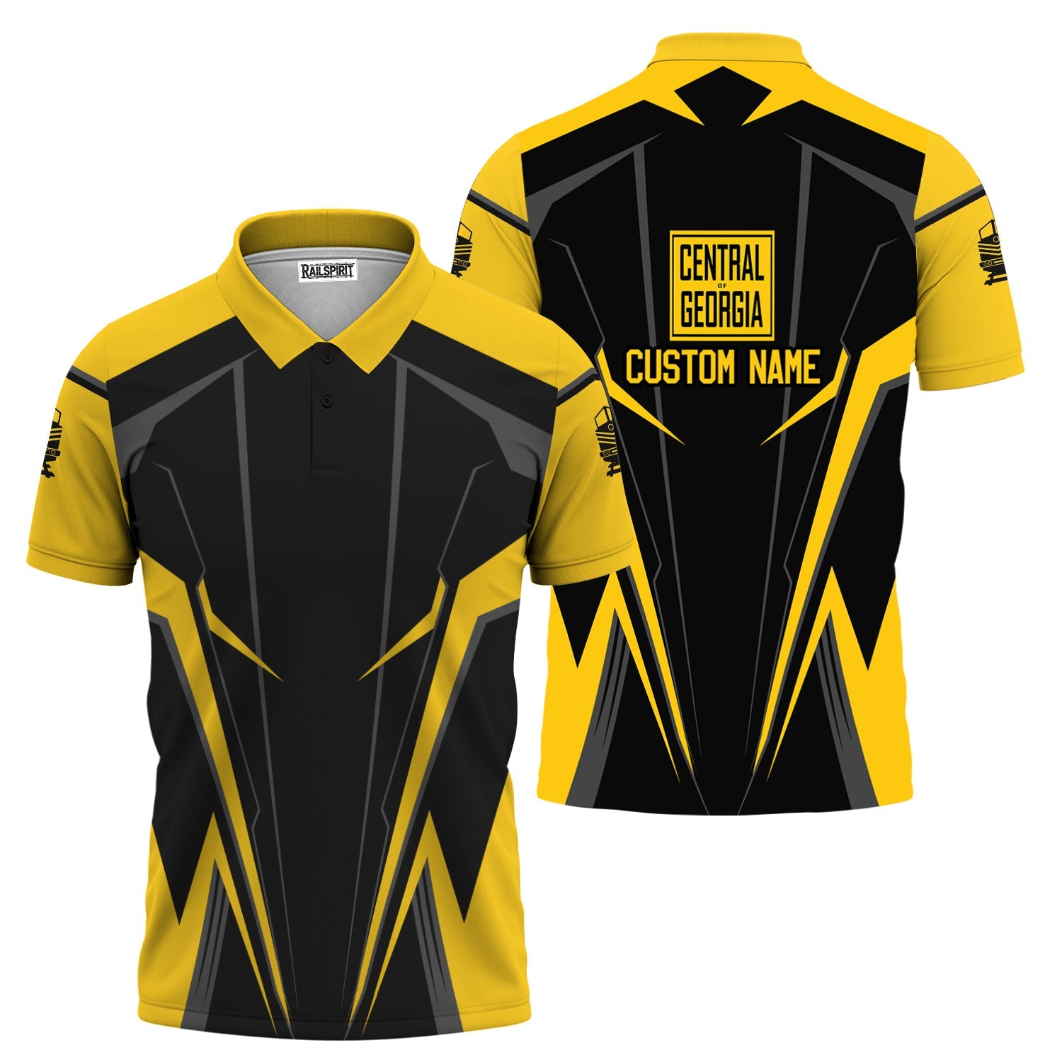 Railspirit Personalized Central of Georgia Railway Polo Shirt Lightning-Edge Design Train Shirt For Railroad Lovers