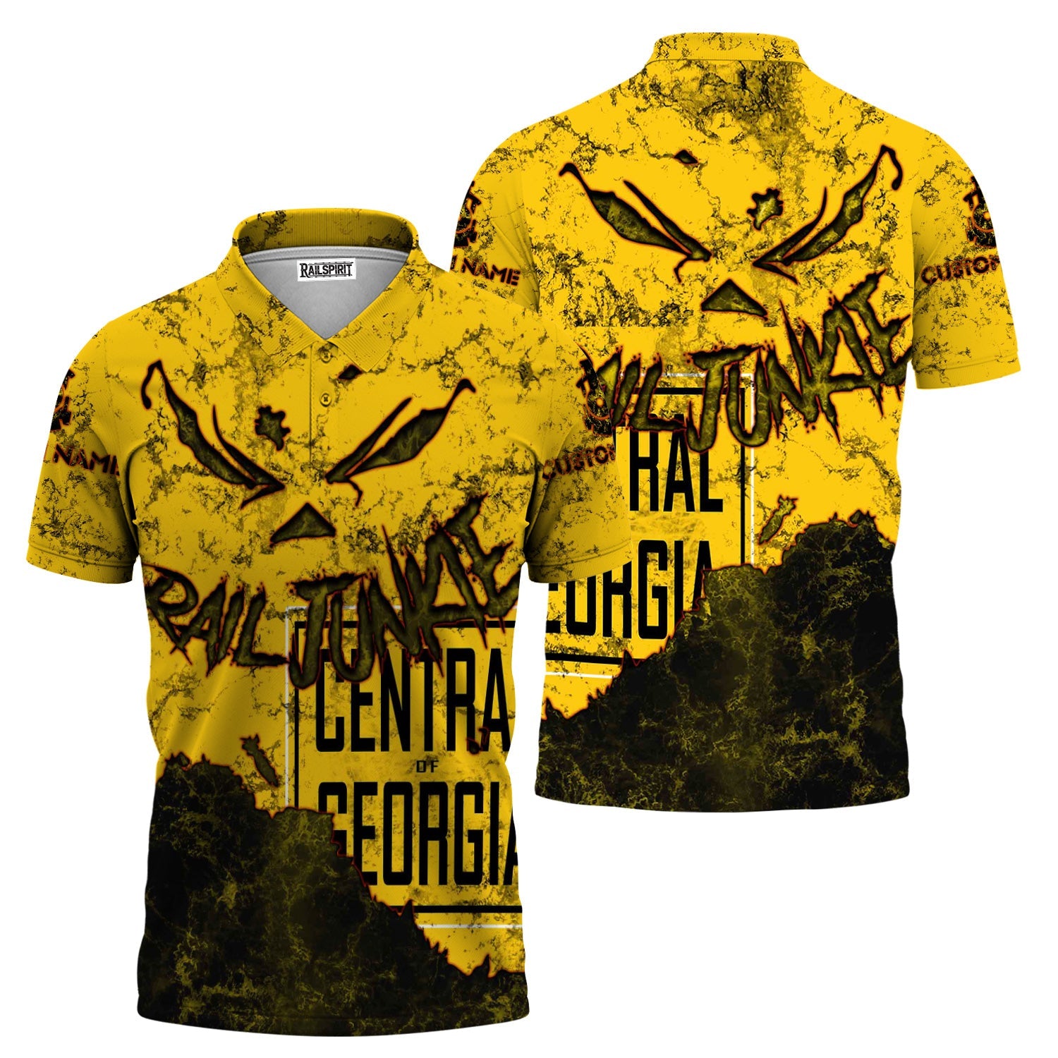 Railspirit Personalized Central of Georgia Railway Polo Shirt Torn Graphic Style Train Shirt For Rail Junkie