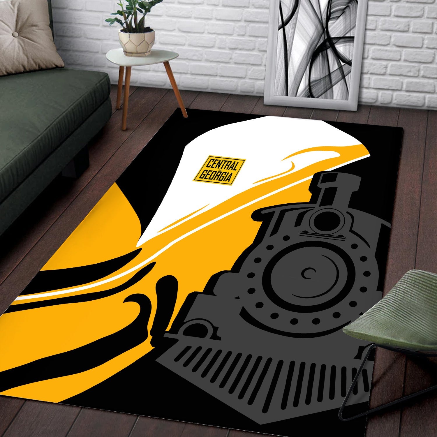 Railspirit Central of Georgia Railway Area Rug Flame-Inspired Style Rug Gift Idea For Train Lovers