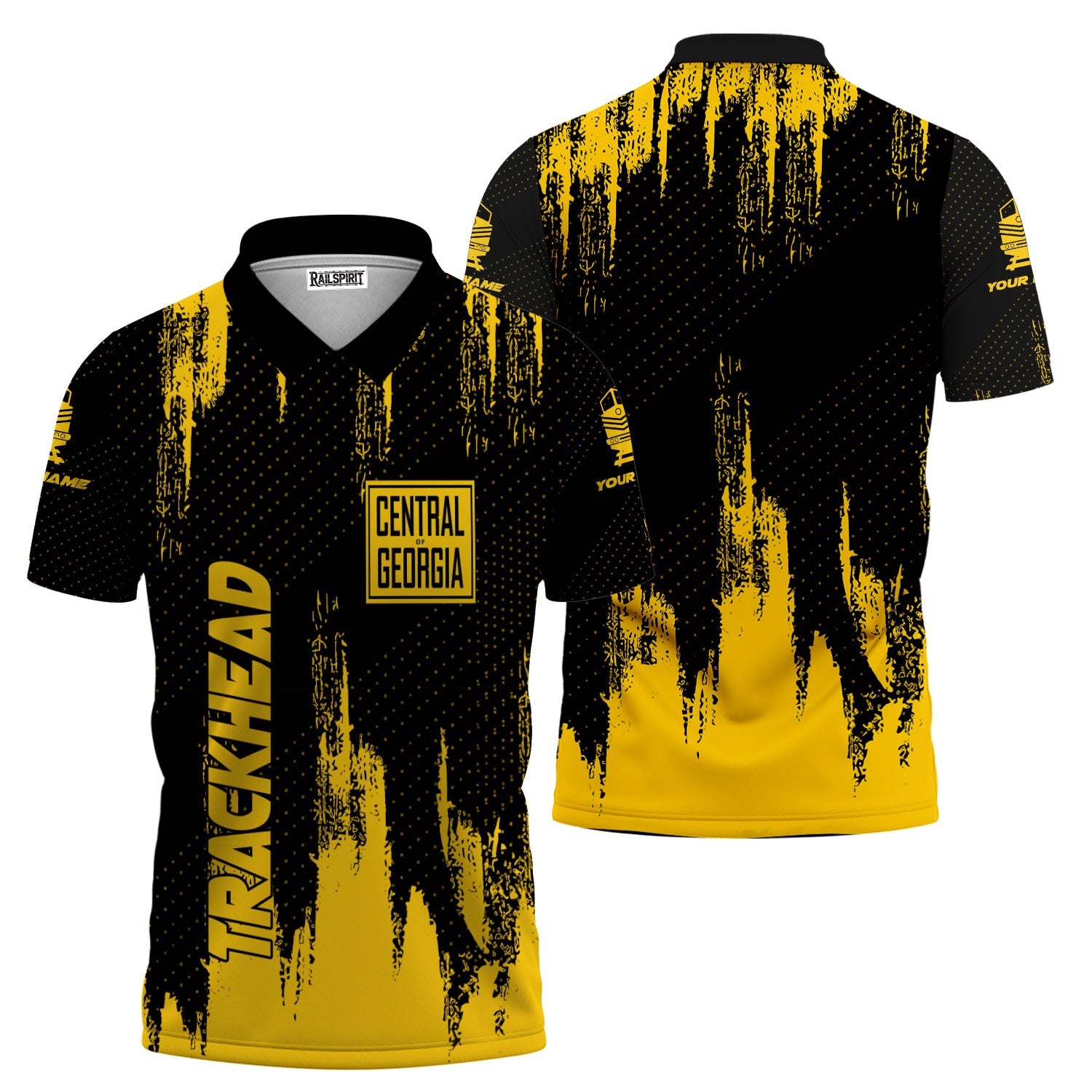 Railspirit Personalized Central of Georgia Railway Polo Shirt Paint Impact Design Train Shirt for Trackhead