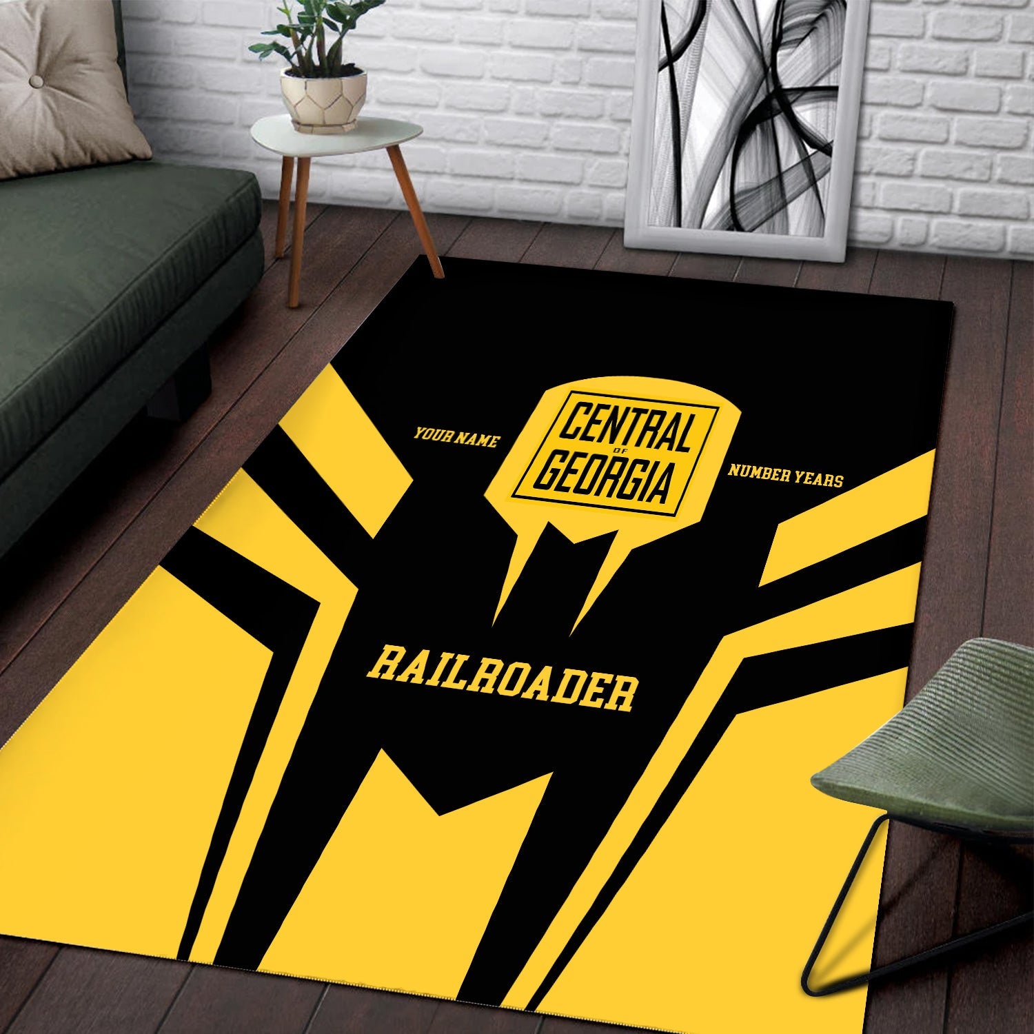 Railspirit Personalized Central of Georgia Railway Area Rug Custom Year Railroader Rug Gift Idea For Train Lover