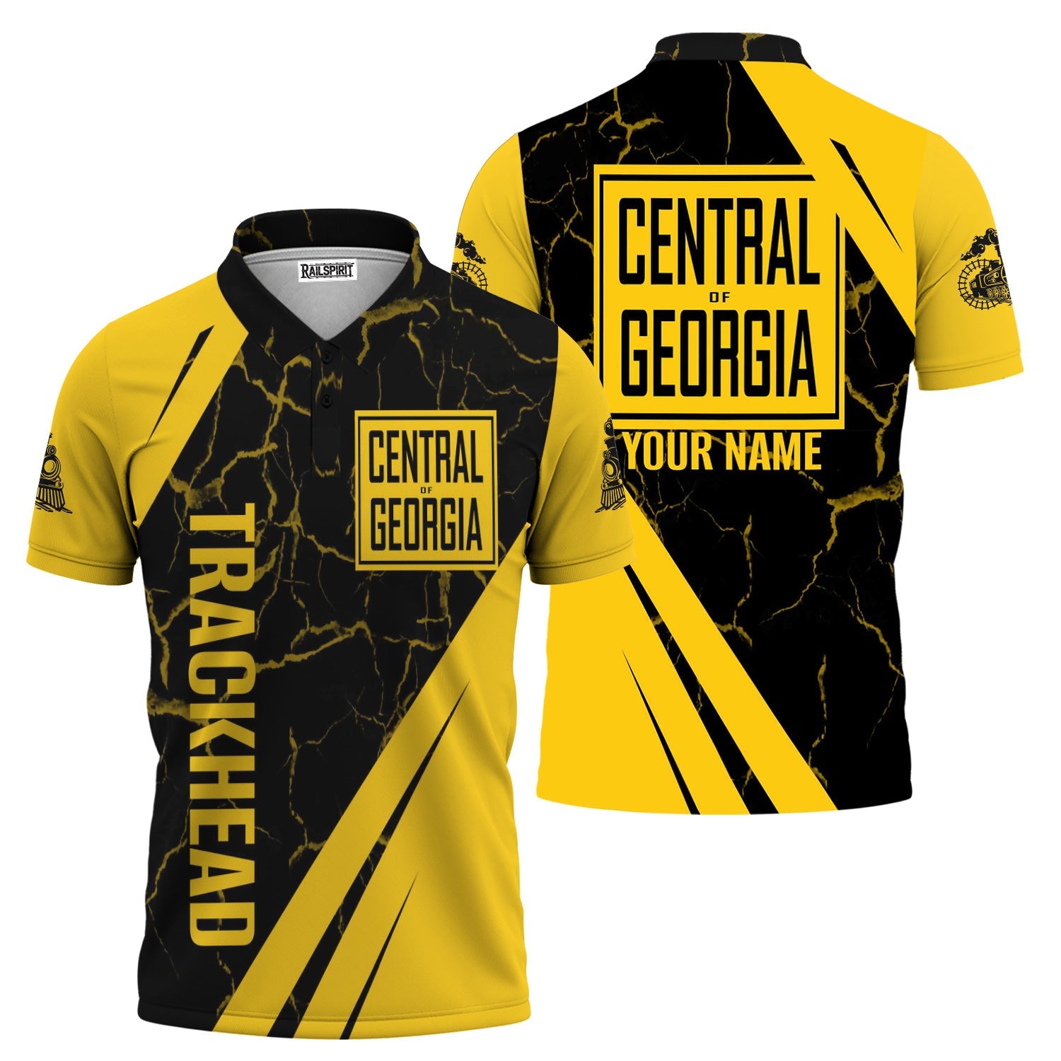Railspirit Personalized Central of Georgia Railway Polo Shirt Crackle Texture Style Train Shirt For Trackhead