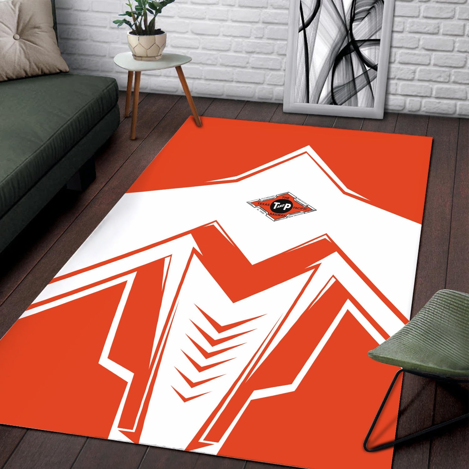 Railspirit Texas and Pacific Railway Area Rug Railway Trainspotter Style Rug Gift Idea For Foamers