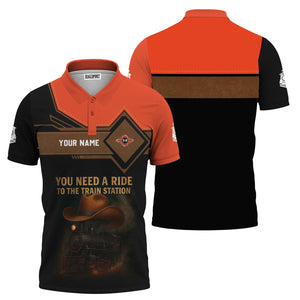Railspirit Personalized Texas and Pacific Railway Polo Shirt You Need A Ride To The Train Station Shirt For Train Lovers
